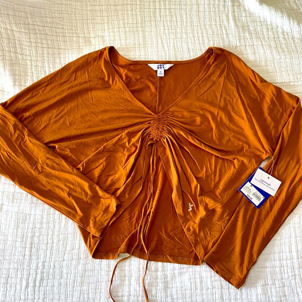 NEW JOY LAB GLAZED GINGER LOOSE LONG SLEEVED SCRUNCHY BLOUSE